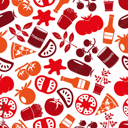 red tomatoes theme simple icons seamless pattern eps10