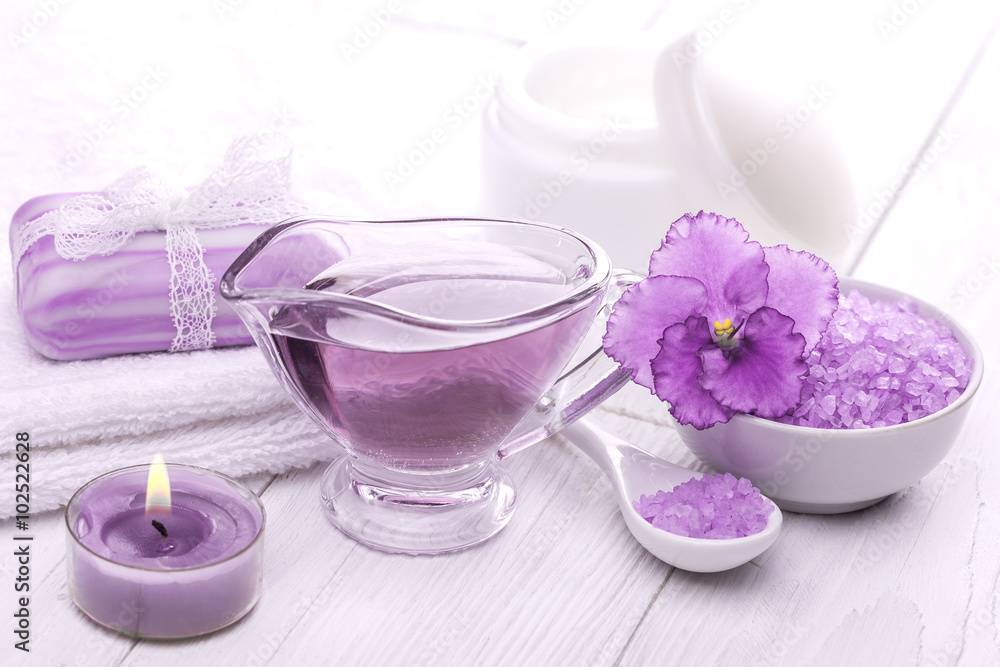 sea salt and essential oils, purple violet. spa sea salt and essential oils, purple violet. spa