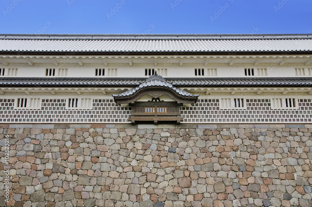Window Traditional Japanese castle in Kanazawa Castle.