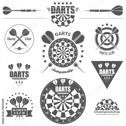 Darts labels and icons set
