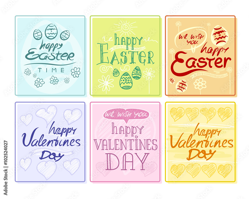 Naklejka premium Easter and Valentines Day Party Flyer Posters