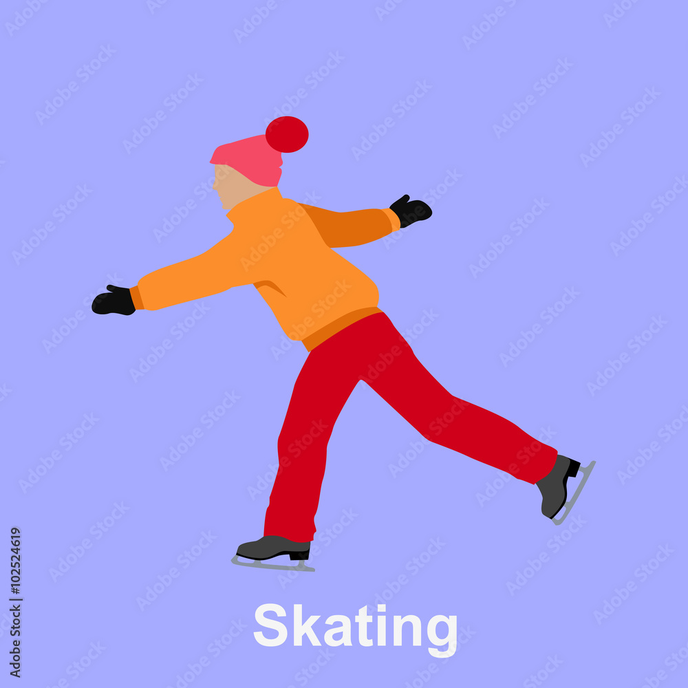 Obraz premium People Skating Flat Style Design