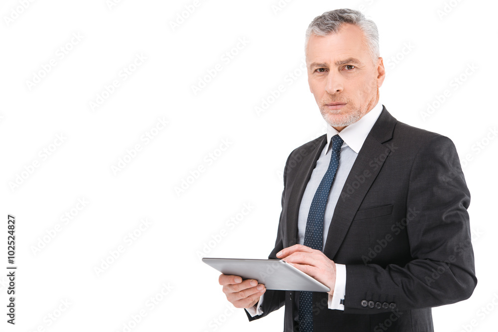 Aged businessman on white background Aged businessman on white background