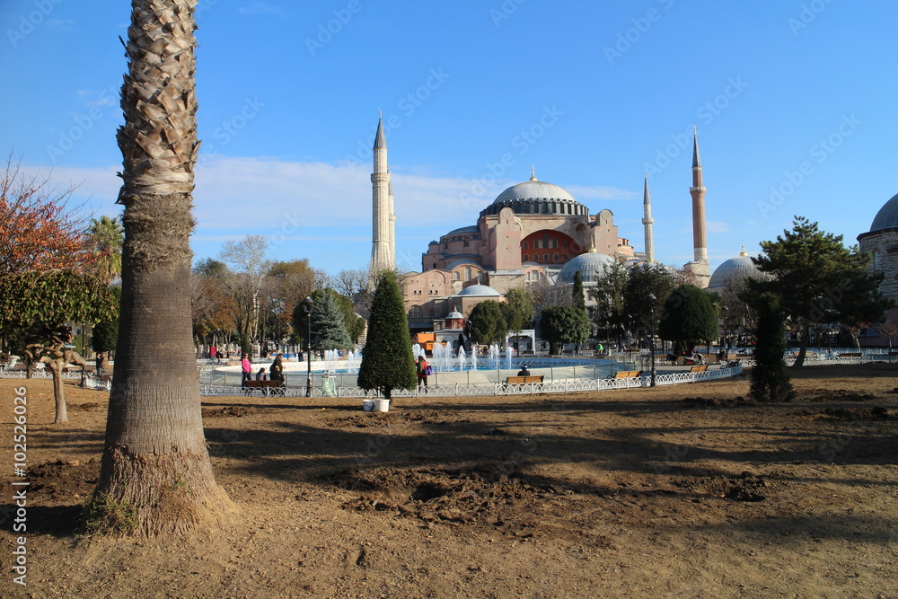 Obraz premium Park near Hagia Sophia moque, Istanbul, Turkey