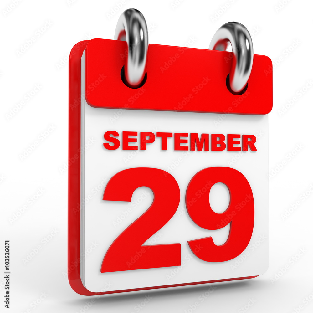 29 september calendar on white background. 29 september calendar on white background.