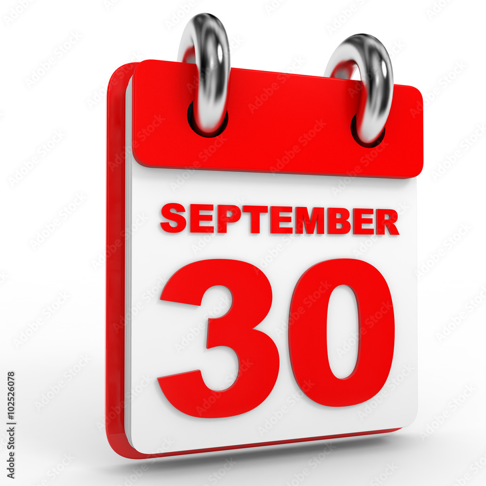 30 september calendar on white background. 30 september calendar on white background.