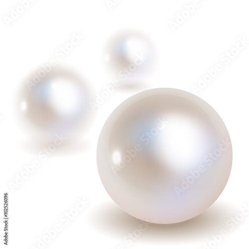  3 Pearls vector bokeh with shadow on a white background.