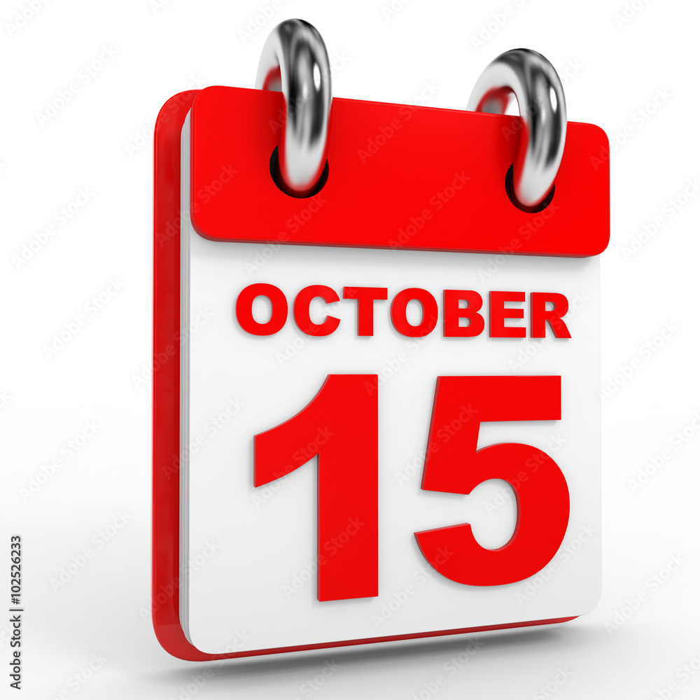 15 october calendar on white background. 15 october calendar on white background.