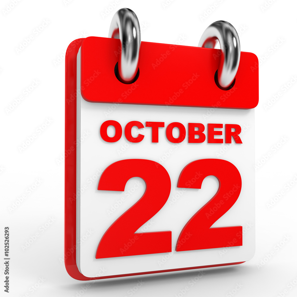 22 october calendar on white background. 22 october calendar on white background.