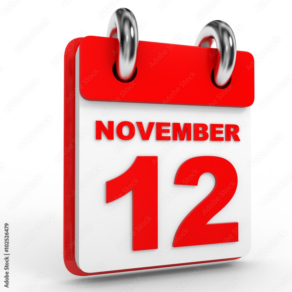 12 november calendar on white background. 12 november calendar on white background.