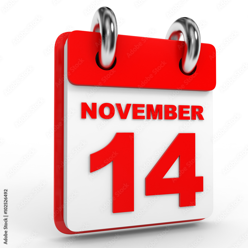 14 november calendar on white background. 14 november calendar on white background.