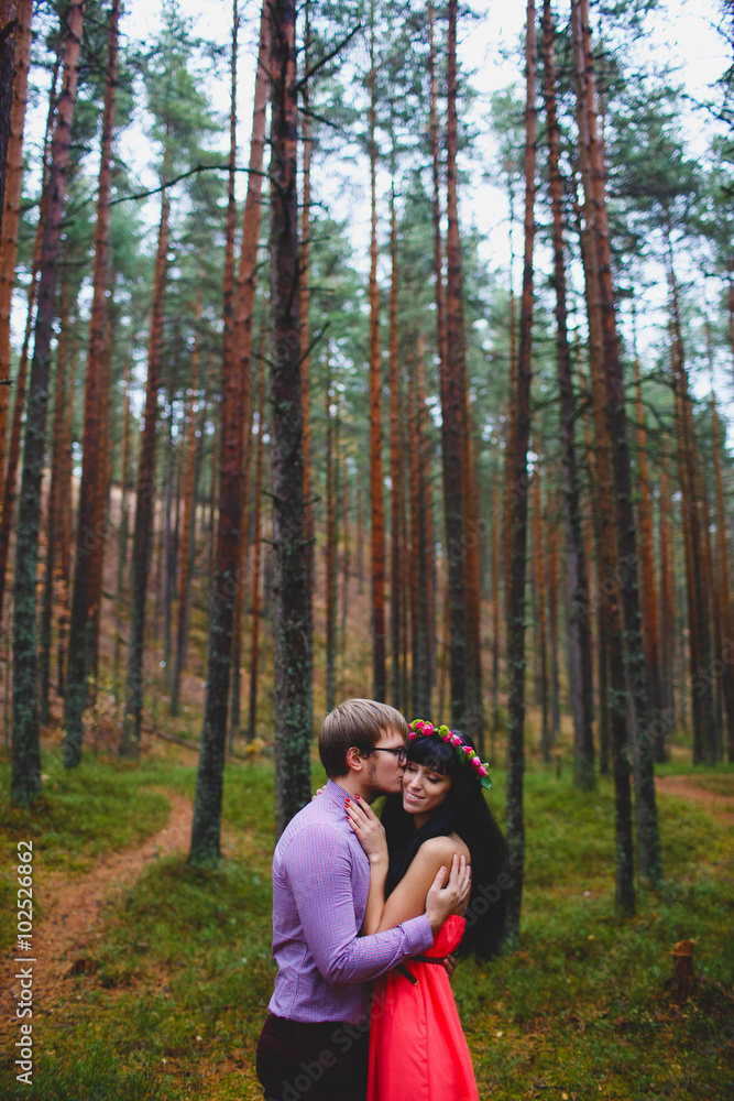 Boy and girl in woods Boy and girl in woods