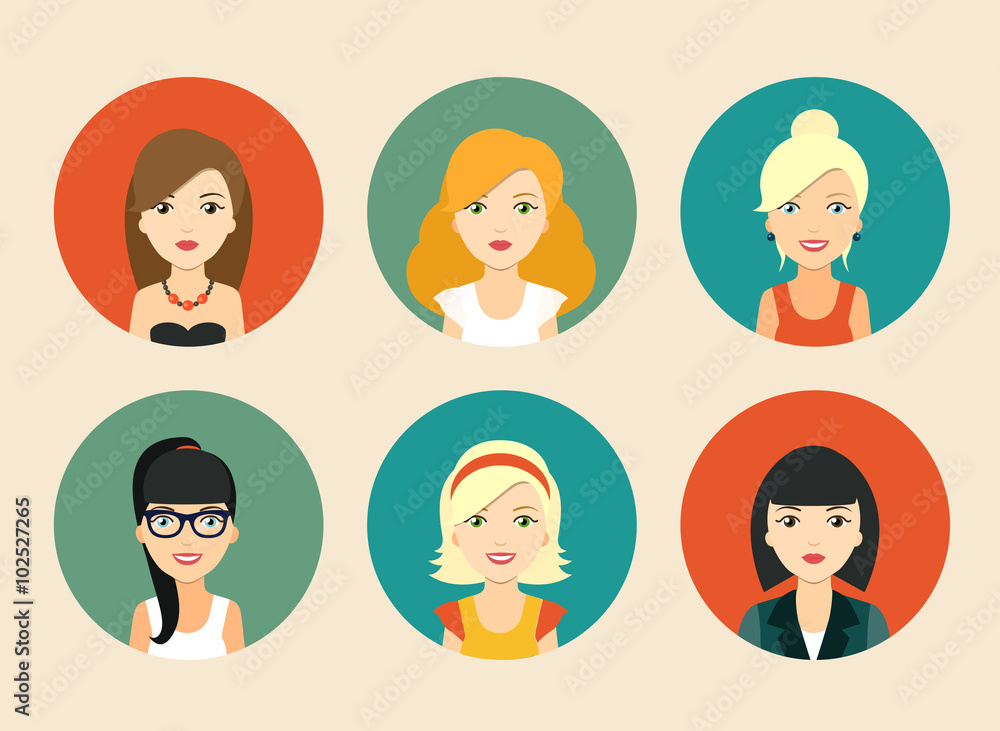 Set of vector avatars of different women app icons. vector flat illustration Set of vector avatars of different women app icons. vector flat illustration