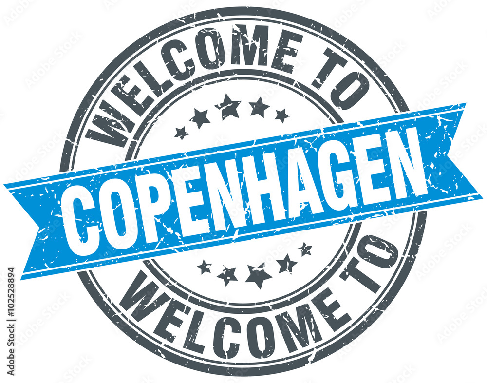 Fototapeta premium welcome to Copenhagen blue round vintage stamp