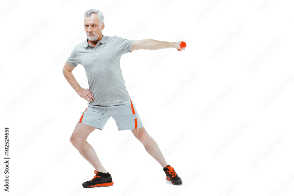 Concept for elder sportsman on white background Concept for elder sportsman on white background