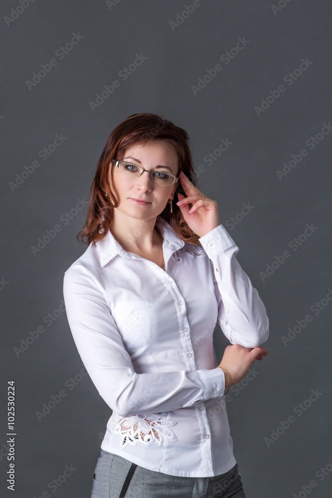 business woman in glasses, frontally business woman in glasses, frontally