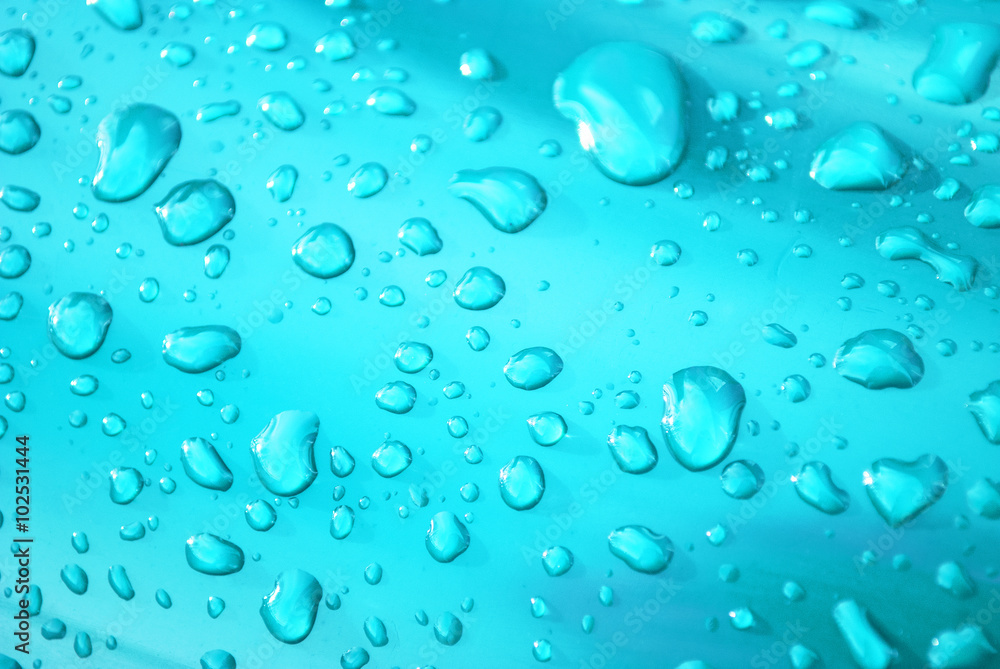 Wassertropfen, Hintergrund blau, türkis, Textur 