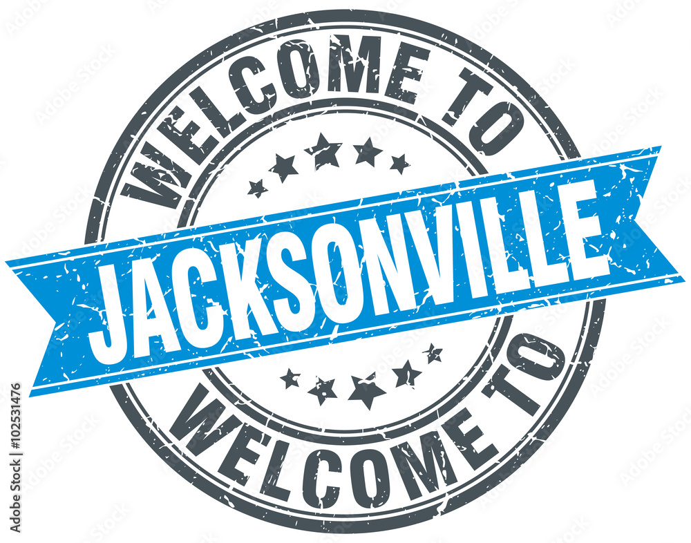 Obraz premium welcome to Jacksonville blue round vintage stamp
