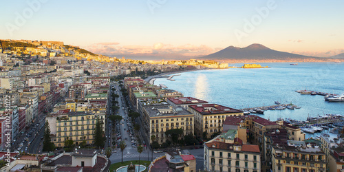 Gulf of Naples seen from Posillipo with a view of Castel dell 'Ovo and Vesuvius  photo