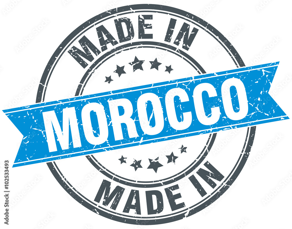 Obraz premium made in Morocco blue round vintage stamp