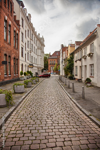 Urban scene in the historic old town of Lubeck, Germany