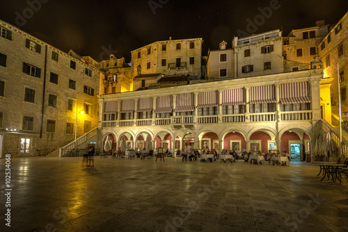 Centre in Old Town in Sibenic atnight , Croatia. photo