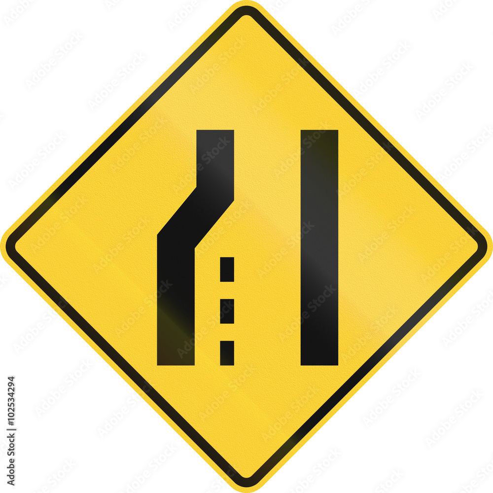 United States MUTCD road sign - Road narrows United States MUTCD road sign - Road narrows