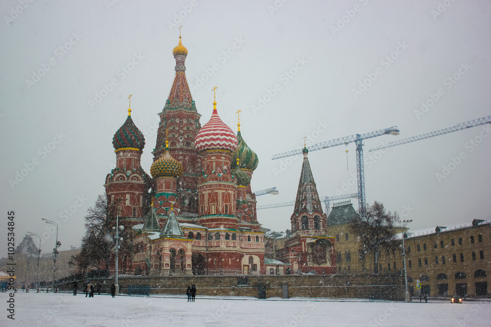 Moscow,Russia,Red square,view of St. Basil's Cathedral in winter Moscow,Russia,Red square,view of St. Basil's Cathedral in winter