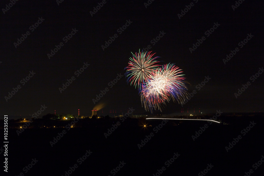 Feuerwerk über Schweinfurt, Unterfranken,Bayern, Deutschland Feuerwerk über Schweinfurt, Unterfranken,Bayern, Deutschland