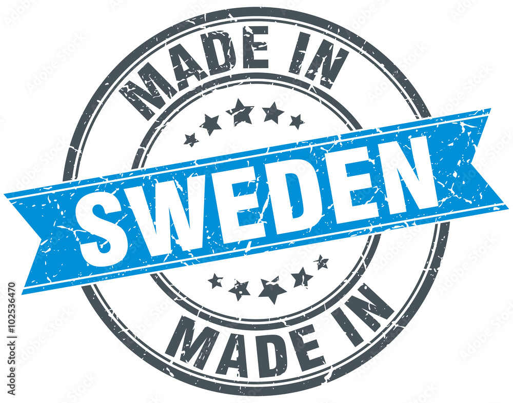 Fototapeta premium made in Sweden blue round vintage stamp