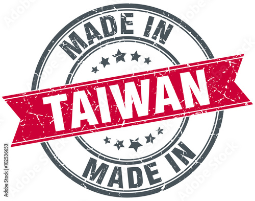 made in Taiwan red round vintage stamp