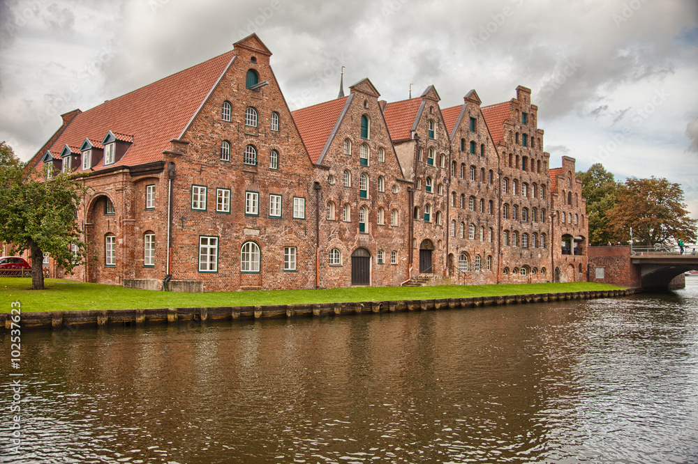 Beautiful scenery and waterways in Lubeck, Germany
