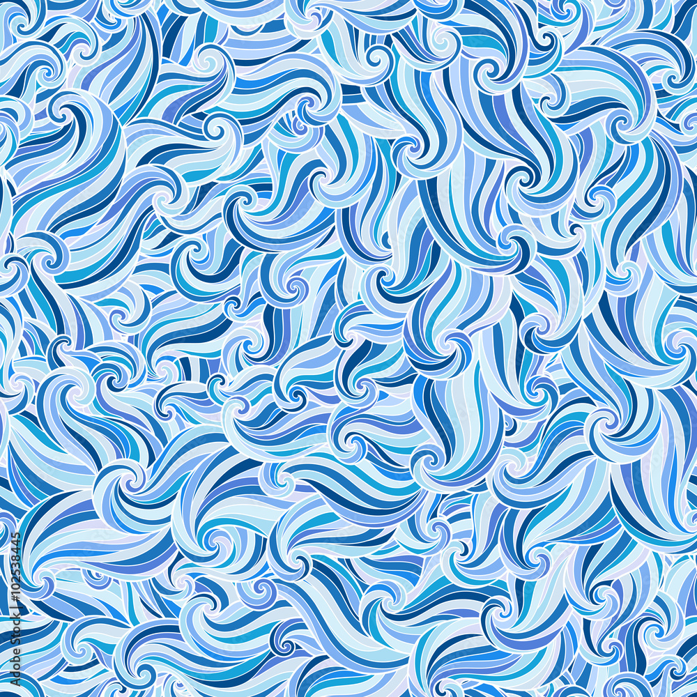 Abstract hand-drawn pattern, waves background.