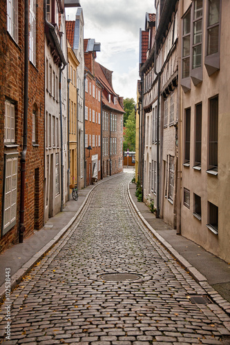 Urban scene in the historic old town of Lubeck  Germany