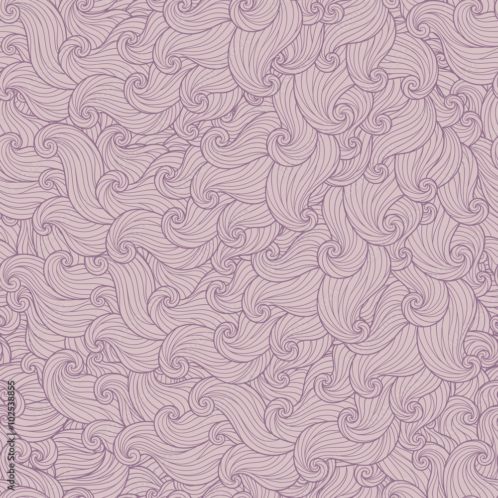 Fototapeta premium Hand drawn seamless wave background.