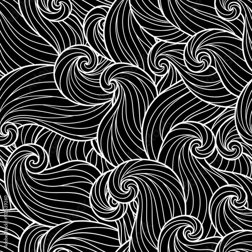 Seamless abstract hand-drawn waves pattern, wavy background.