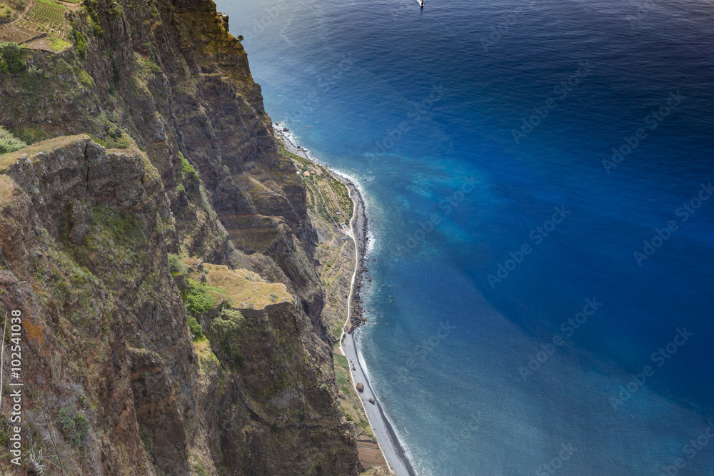 Amazing view from the highest Cabo Girao cliff on the beach, oce