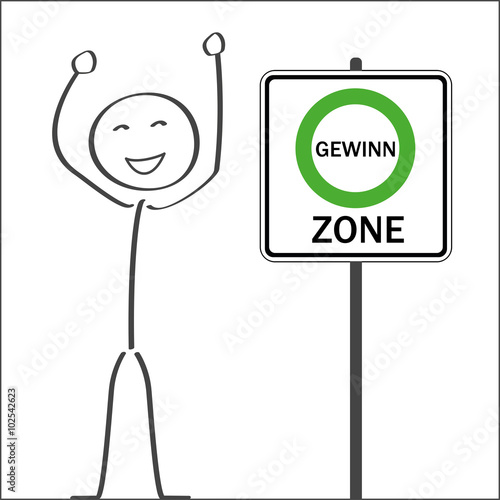 Strichmännchen freut sich über das erreichen der Gewinn-Zone