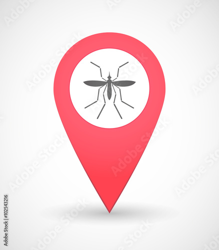 Zika virus bearer mosquito  in a map mark