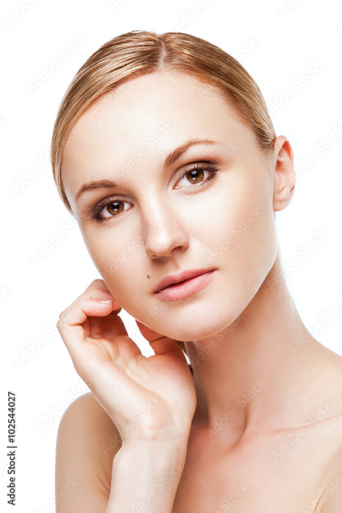 Portrait of attractive girl over on white background Portrait of attractive girl over on white background
