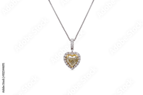 Gorgeous Yellow Heart-Shaped Diamond Necklace with White Diamond Halo