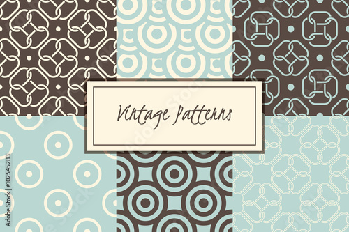 Vector set of retro abstract vintage seamless patterns