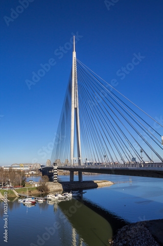 A modern bridge over the Sava River in Belgrade © cokinaci
