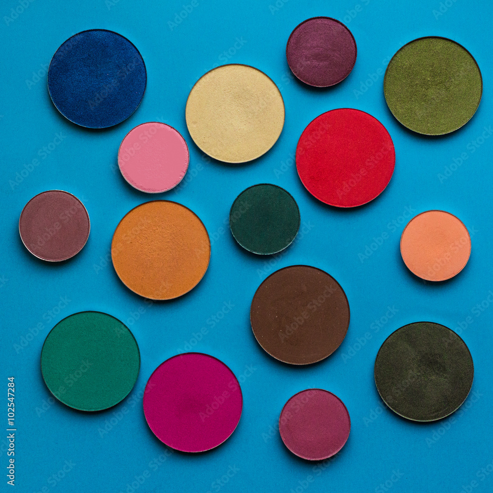 For Make-up. Bright shade on a blue background For Make-up. Bright shade on a blue background