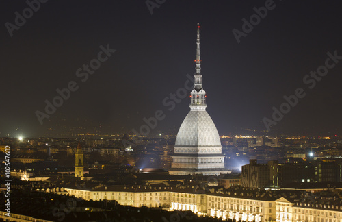 Mole Antonelliana by night in Turin Italy