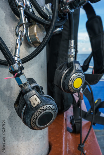 Close-up of equipment for scuba diving