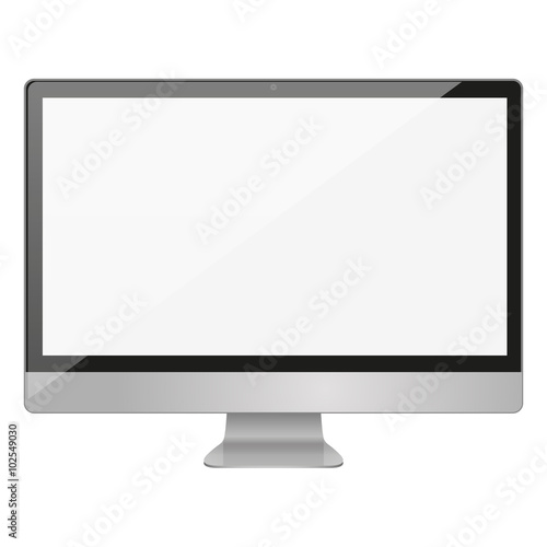 Computer display with blank white screen isolated on a gray background