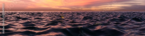 Pink Sunset Panorama Over Ocean Waves © studio1media