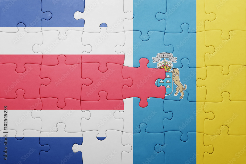 puzzle with the national flag of canary islands and el salvador