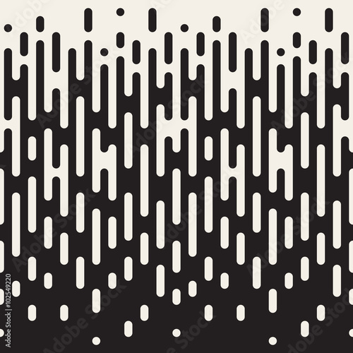 Vector Seamless Black And White Irregular Rounded Lines Halftone Transition